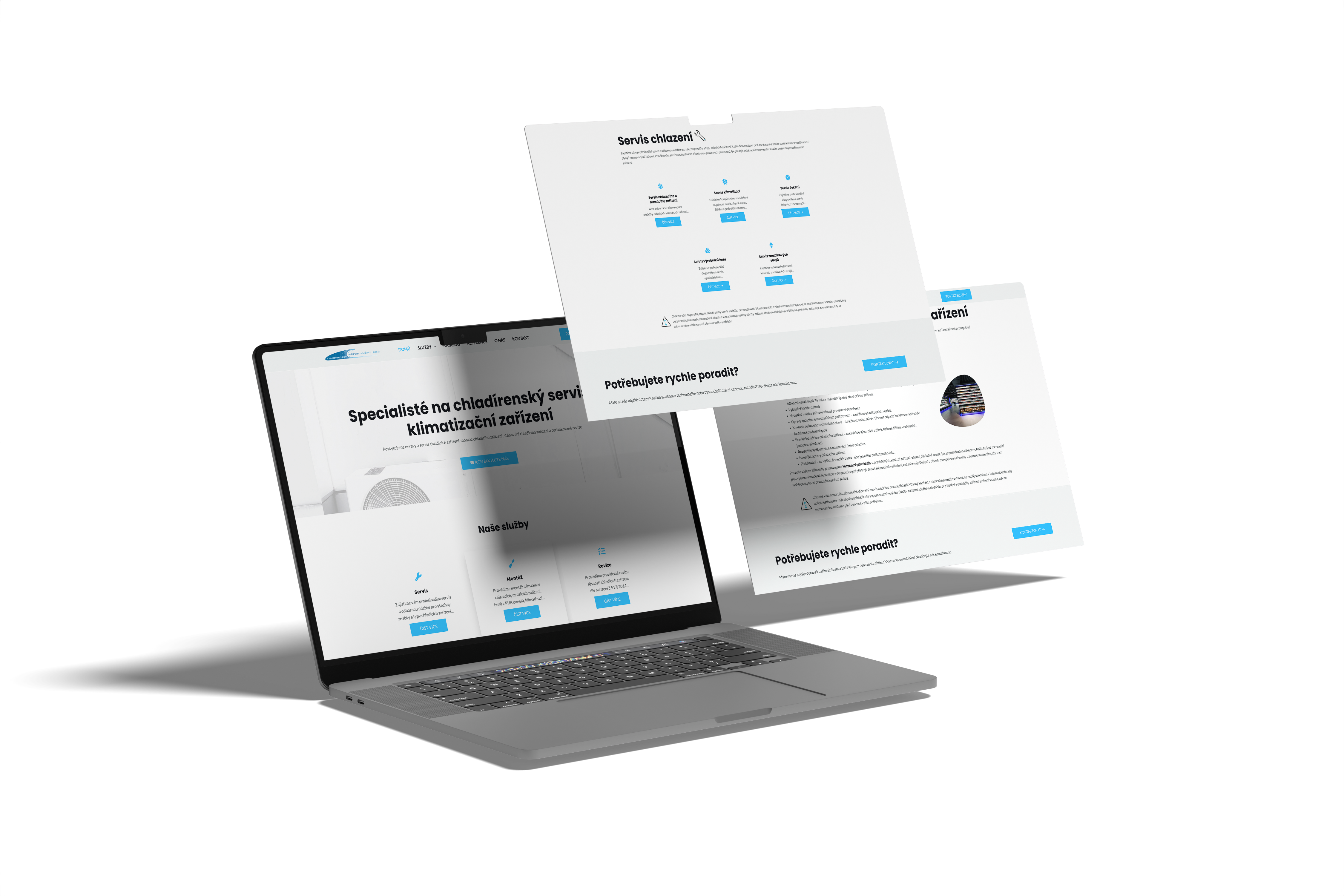 Redesign webu CHS Klima na notebooku
